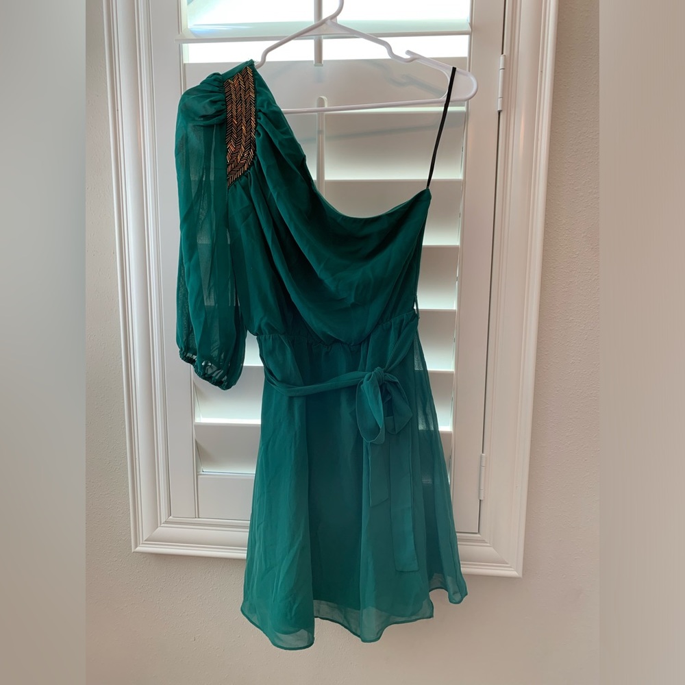 Teal One Shoulder Dress
